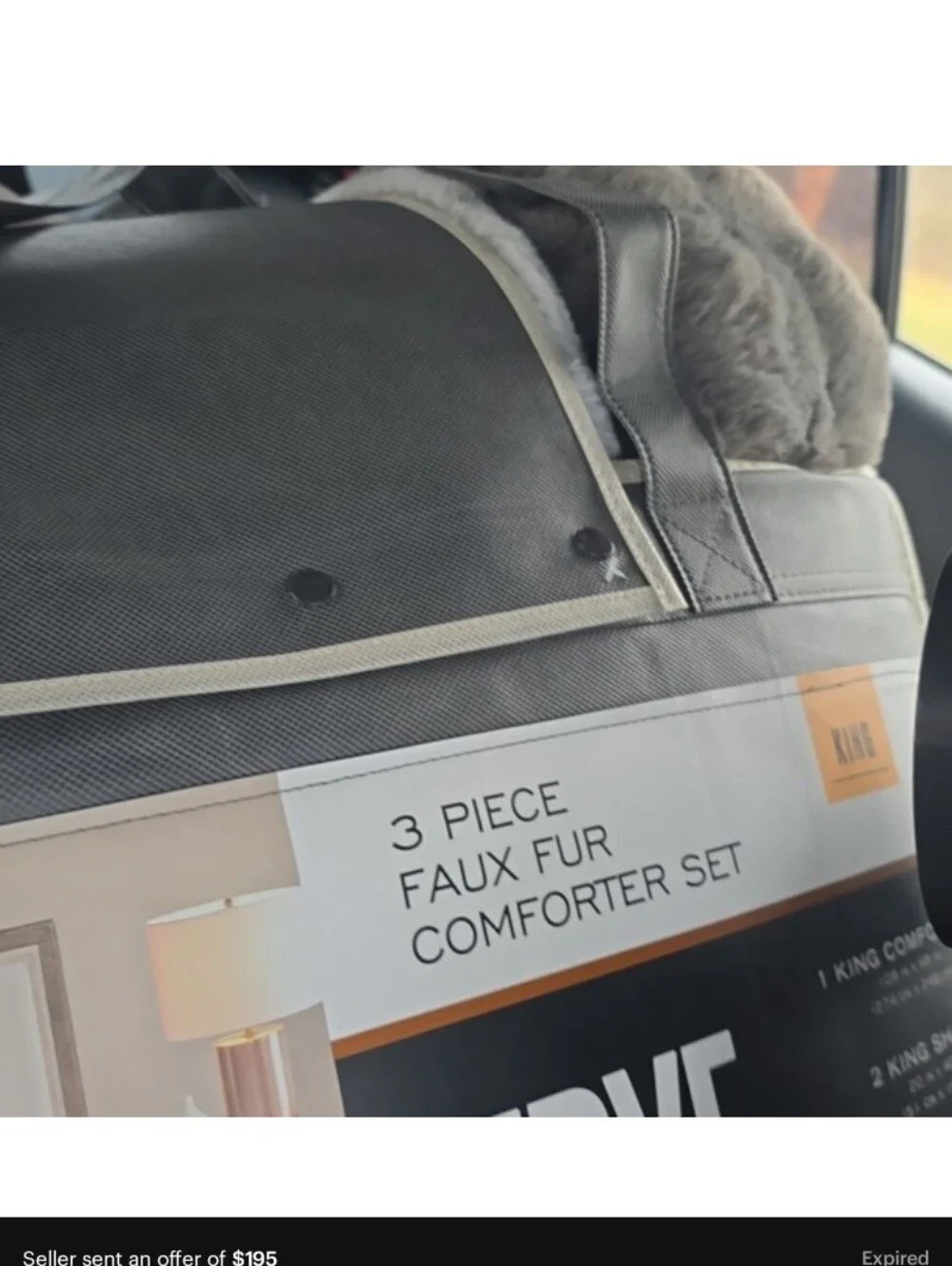 Frye Faux Rabbit Fur Comforter Set 3pc 930 GSM King Oversized NEW